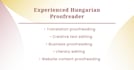 professionally proofread, review, edit your hungarian content