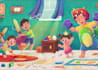 create childrenbook illustration with cute and coloful style