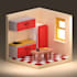 create a cozy 3d isometric room model