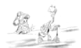 draw unique black and white line art cartoon for you