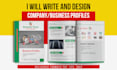 write and design company profile, business profile or brochures