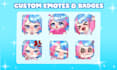 make chibi twitch emotes, animated emotes, sub badges, vtuber, stream, discord