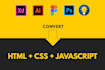 convert psd to html, figma to html, css responsive website