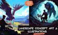 paint professional landscape concept art in painterly style