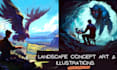 paint professional landscape concept art in painterly style