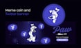 design a meme cryptocurrency logo coin with a twitter banner