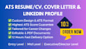write professional ats  resume writing,  cover letter and  linkedin profile