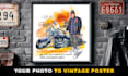 turn your motorcycle photo into a vintage poster