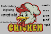 do logo digitizing, convert to jef, dst, pes, in 1hr