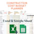 home building planner, construction budget template