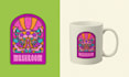 draw a minimalism psychedelic illustration for merchandise