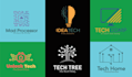 do modern tech cyber security, crypto, website, software and technology logo