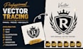 do manual vector tracing from logo, image, bitmap or raster