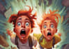 amazing giant and children comic book illustration