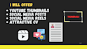 design attractive youtube thumbnails, social media posts, CV