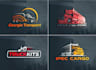 design modern transport logistic road trucking cargo logo
