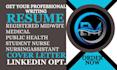 write resume for medical, caregiver charge nurse, chemist, public health and icu