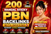 create 200 sidebar footer homepage high da 50 plus backlinks