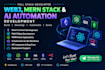 develop smart contracts, dapps,  mern stack apps, and ai automation solution