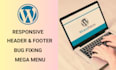 create or fix mega menu header footer of a wordpress website