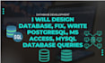 design database, fix, write postgresql, ms access, mysql database queries