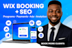 build wix booking calendar wix online programs setup wix SEO analytics website