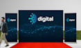 design step and repeat, backdrop, event banner from logo