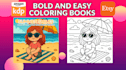 create coloring book pages and book cover for adults kids