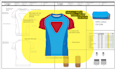 design single page tech pack with size chart and size guide
