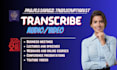 serve as your transcriptor, transcriptionist, transcribe audio, video to text