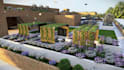 design landscape of patio, backyard, garden and render 3ds