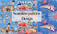 do seamless pattern design, textile pattern, cartoon design