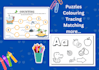design workbook, worksheets and activity book for kids