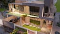 do exterior house, backyard, garden, deck 3d rendering