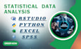 do data analysis and make report using rstudio, spss, sas and python