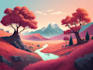 draw pixel art background, landscape, illustration
