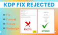 fix rejected kdp book cover or interior format and ebook formatting