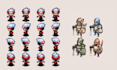 create pixel art, battle sprite, sprite sheet animation, blast sprite