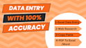 do professional excel data entry, copy paste, web research and PDF to excel word