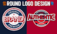 design a circular round, badge, stamp, sticker, label logo