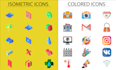 make icon design, icon set, line and glyph icons, web and app icons