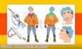 create character sheets and posters in an anime art style