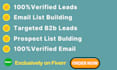 do targeted b2b lead generation for any industry and email list building