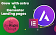 designed landing page using   and elemntor astra