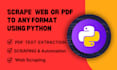 scrape pdf to excel, web scraping, data mining using python