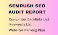 provide semrush report and ahrefs report for SEO competitor analysis