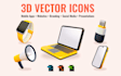 create custom 3d vector icons, UI elements, scalable ai, eps, svg