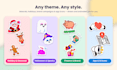 illustrate and animate mascot sticker pack in json, gif, mov
