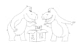 draw simple cartoon line art illustration