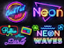 do retro 80s design also custom artistic glowing neon logo